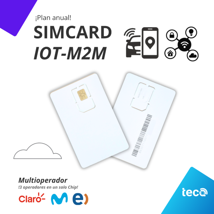¡Nuevo! PLAN SIMCARD IoT-M2M (ANUAL) Multioperador Movistar(Integratel)-Claro-Entel 1 GB/Mes