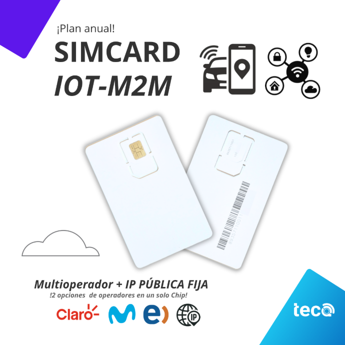 ¡Nuevo! PLAN SIMCARD IoT-M2M (ANUAL) Multioperador Movistar(Integratel)-Claro-Entel 1GB / Mes + IP PÚBLICA FIJA