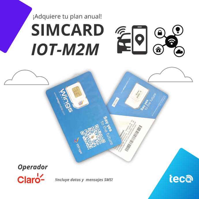¡Nuevo! PLAN SIMCARD IoT-M2M (ANUAL) CLARO 1GB/Mes + 100 SMS
